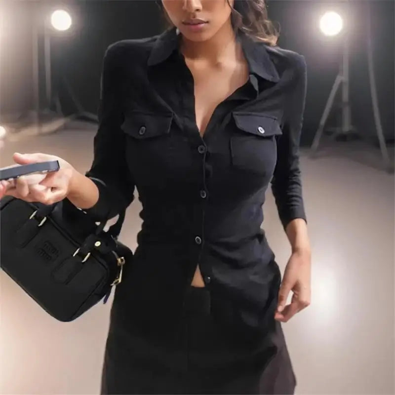 Black Slim Blouse
